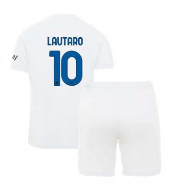 Inter Milan Lautaro Martinez #10 Bortaställ Barn 2023-24 Kortärmad (+ Korta byxor)